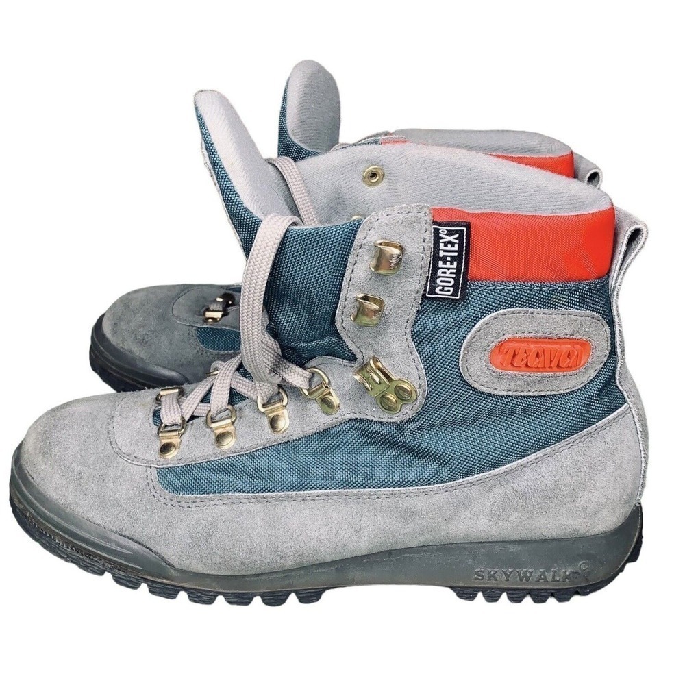 Tecnica Skywalk Trekking Gray Suede Hiking Boots Mens 6 Womens 7 VTG 90s